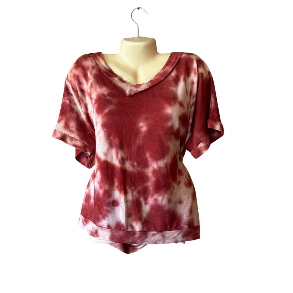GeeGee Red and White Tie Dye Top